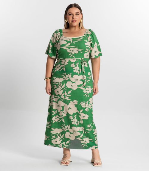 Vestido Midi Plus Size Estampado Secret Glam Verde