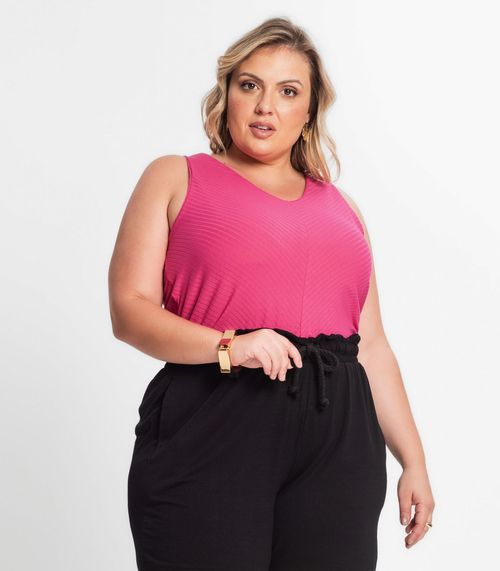 Regata Feminina Plus Size Secret Glam Rosa