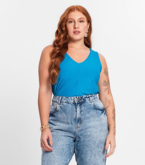 Regata Feminina Plus Size Secret Glam Azul