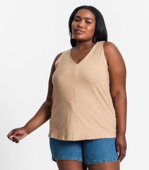 Regata Feminina Plus Size Secret Glam Marrom