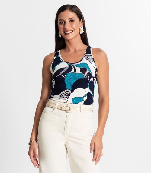 Regata Feminina Estampada Rovitex Azul