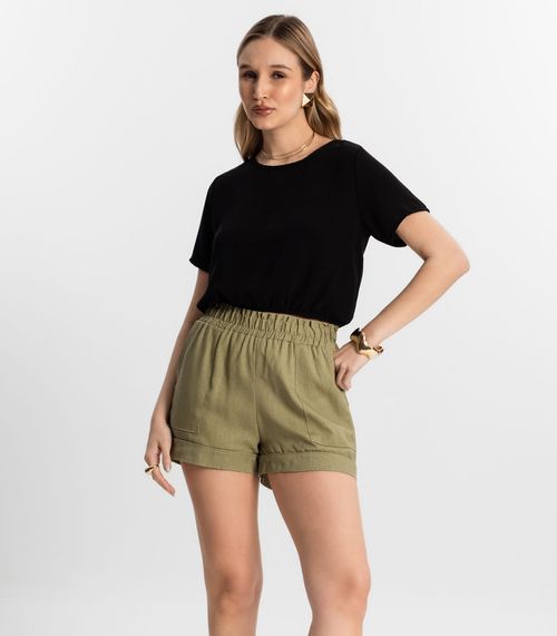 Shorts Feminino Com Elástico Select Bege