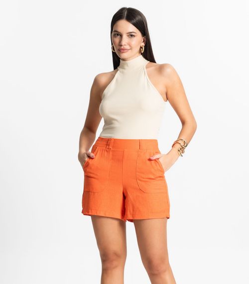 Shorts Feminino em Linho Select Laranja