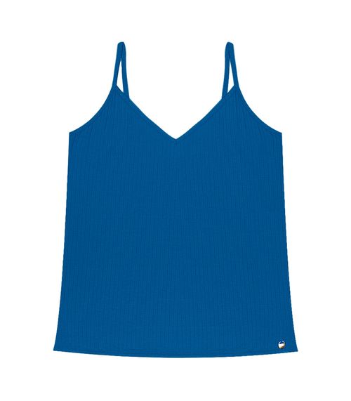 Blusa De Alça Feminina Ribana Canelada Rovitex Azul