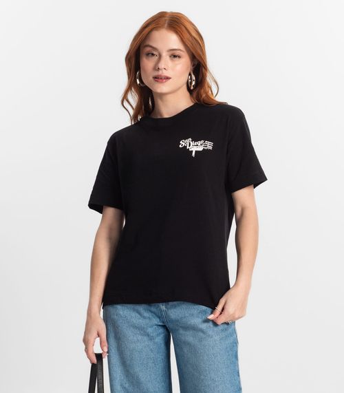 T-Shirt Juvenil Feminina Minty Preto