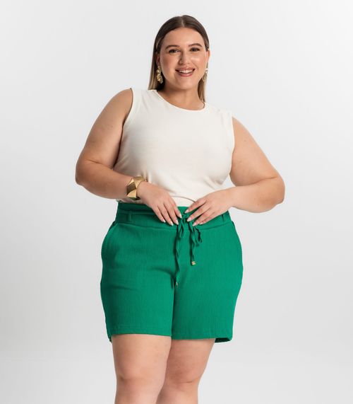 Shorts Plus Size Feminino em Moletinho Secret Glam Verde