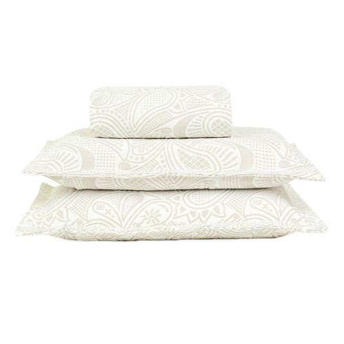 Colcha Casal 2 Porta Travesseiros Jacquard Memory Branco E Bege J Serrano