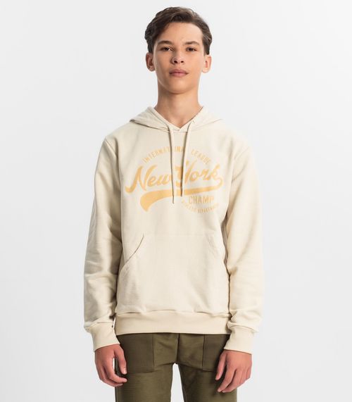 Blusão Juvenil Masculino Com Capuz Minty Bege