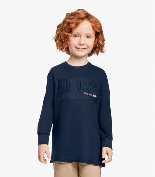 Camiseta Infantil Manga Longa Trick Nick Azul