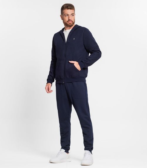 Calça Masculina Plus Size Em Moletom Diametro Azul