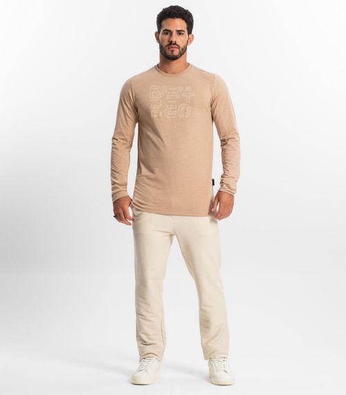 Calça Masculina Em Moletinho Diamentro Bege