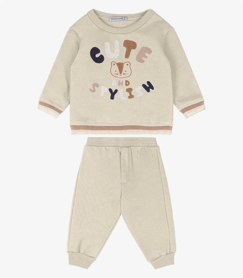Conjunto Infantil Blusão Com Calça Trick Nick Bege