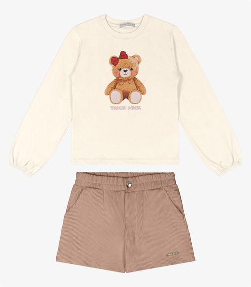 Conjunto Blusa Com Shorts Trick Nick Bege