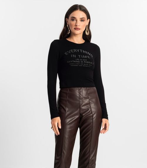 Blusa Feminino Manga Longa Endless Preto