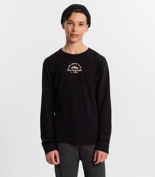 Camiseta Juvenil Manga Longa Masculina Minty Preto