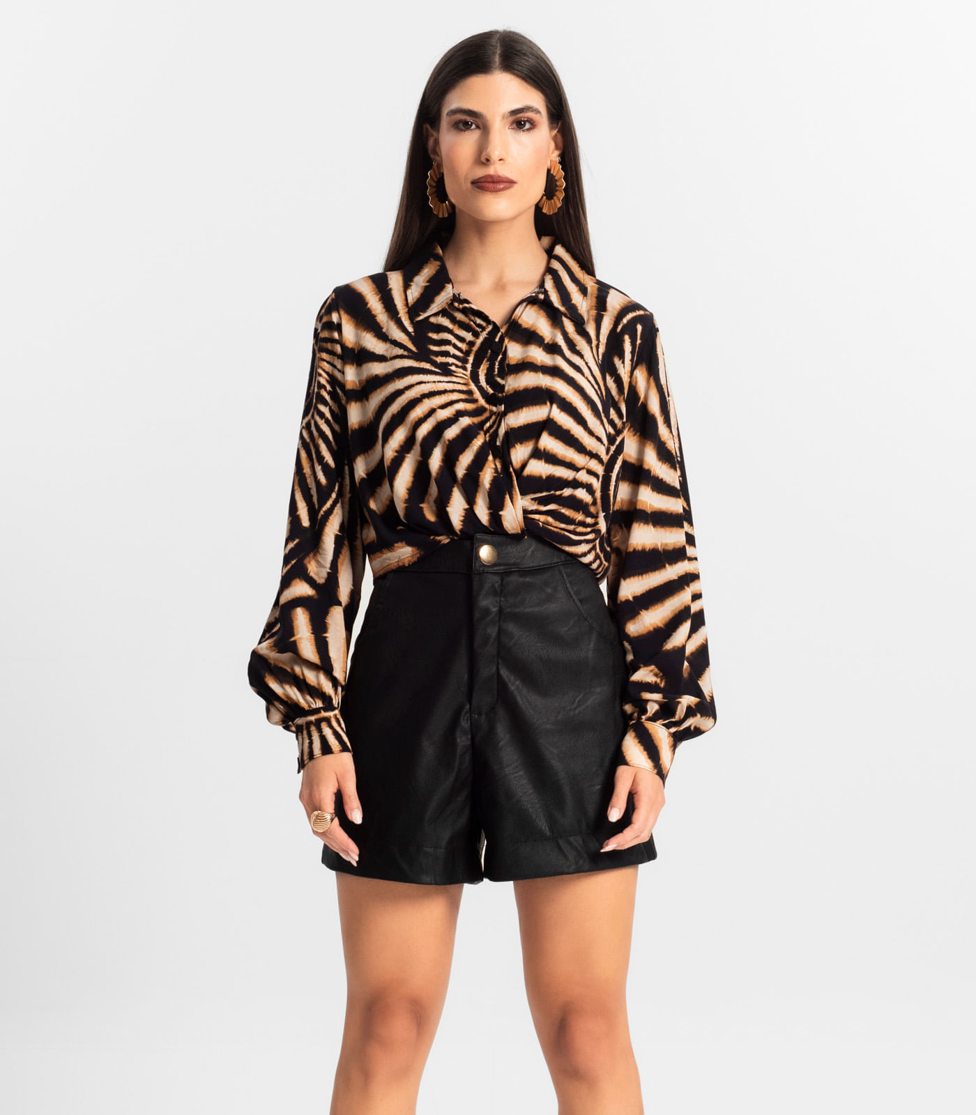 Camisa de Viscose Manga Longa Endless Preto