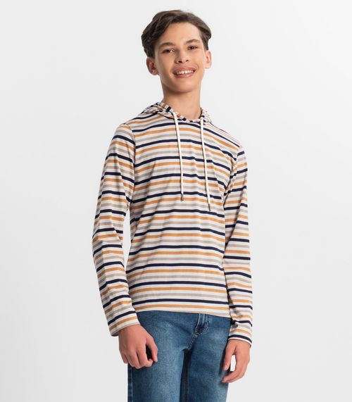 Camiseta Juvenil Masculina Listrada Minty Marrom