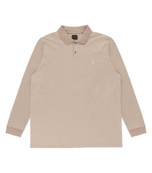 Polo Masculina Plus Size Manga Longa Diametro Marrom