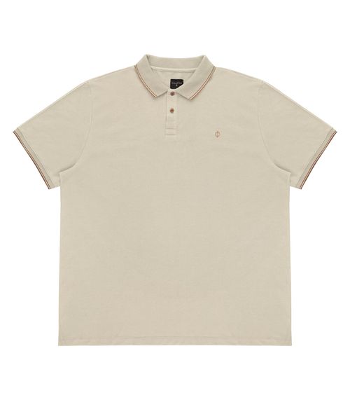 Camisa Polo Masculina Plus Size Diametro Bege