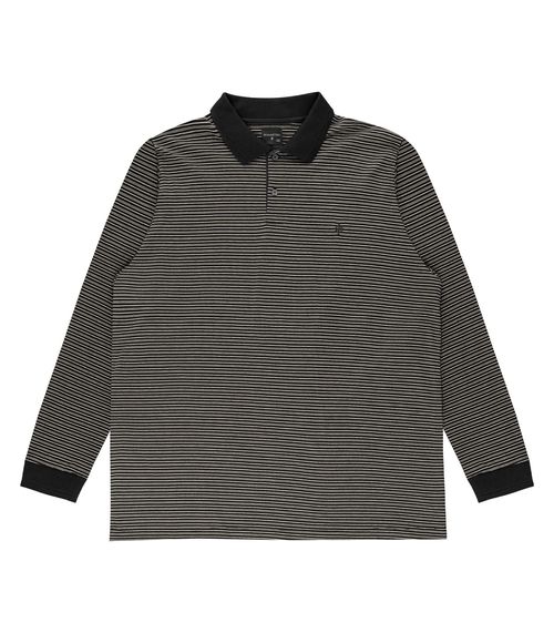 Polo Masculina Plus Size Manga Longa Diametro Preto