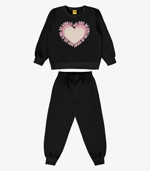 Conjunto Feminino Blusão Com Calça Rovi Kids Preto