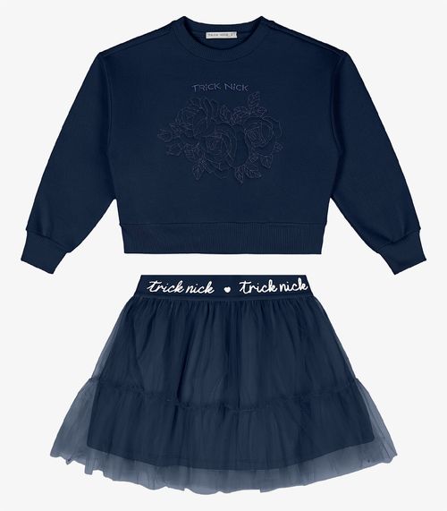 Conjunto Blusão Com Saia Trick Nick Azul
