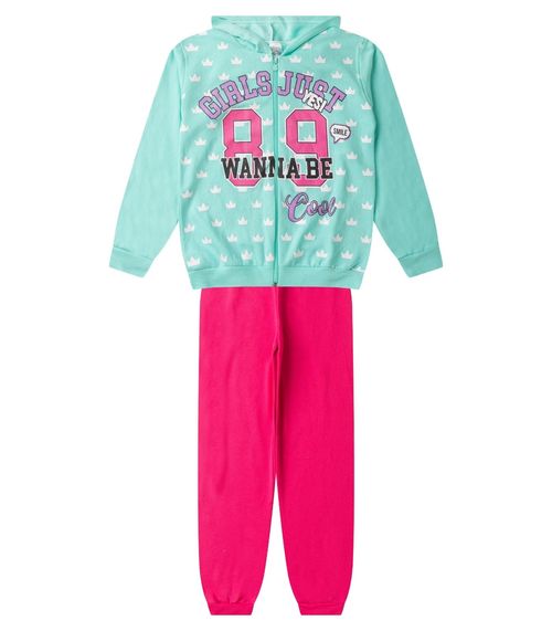 Conjunto De Moletom Menina Com Capuz Kappes Verde