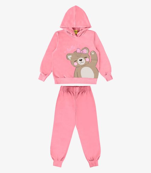 Conjunto Infantil Blusão Com Calça Rovi Kids Rosa