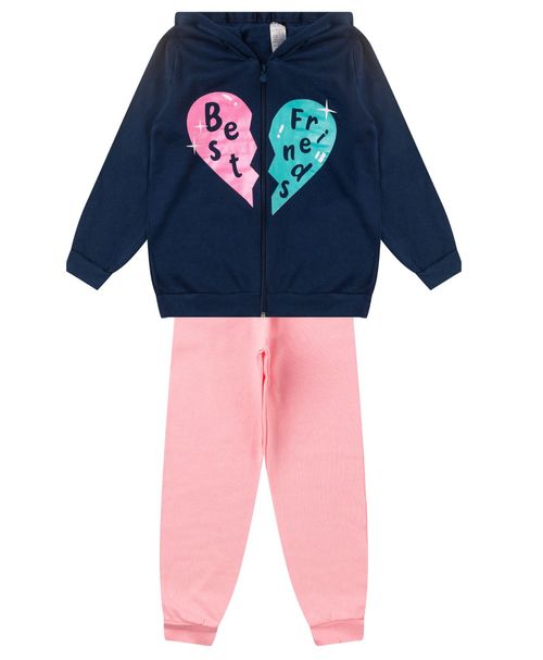 Conjunto De Moletom Infantil Com Capuz Kappes Azul
