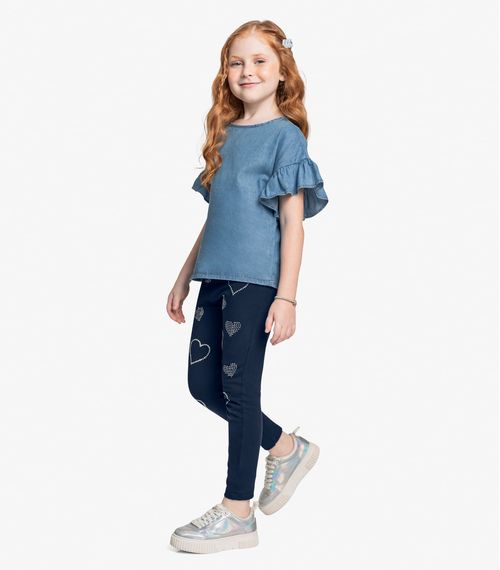 Conjunto Bata Light Denim Com Legging Trick Nick Azul