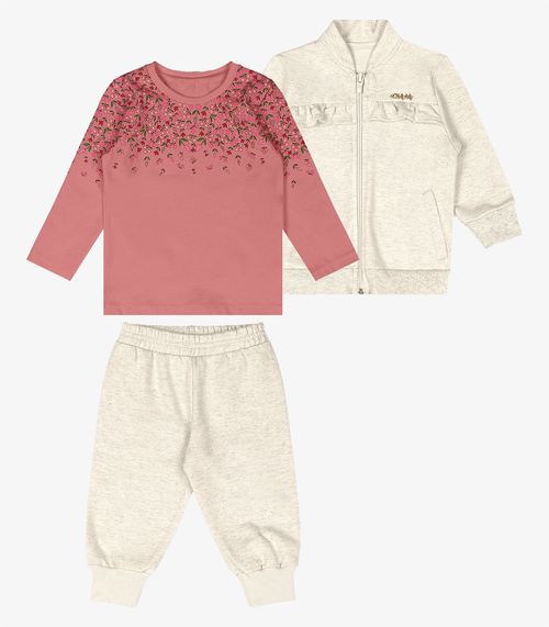 Trijunto Jaqueta Com Blusa e Calça Trick Nick Rosa