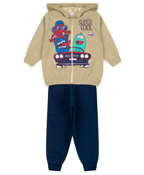 Conjunto De Moletom Infantil Menino Kappes Bege
