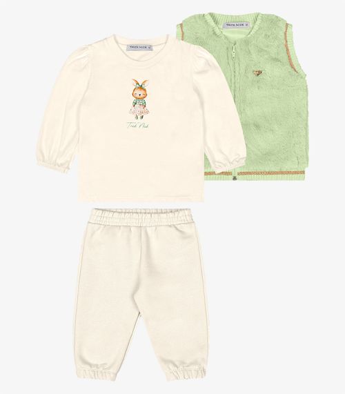 Trijunto, Blusa Com Calça e Colete Trick Nick Verde