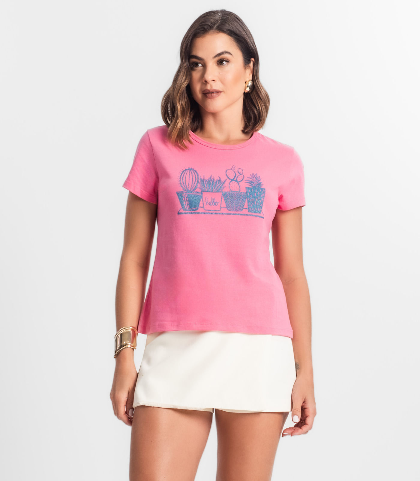 Blusa T-Shirt Feminina Estampada Select Rosa