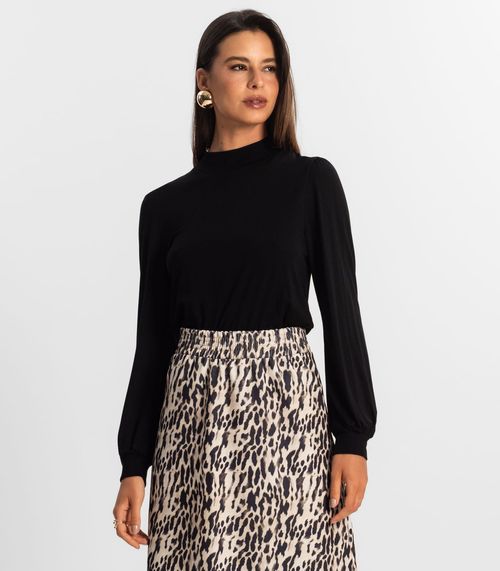 Blusa Manga Longa Feminina Rovitex Preto