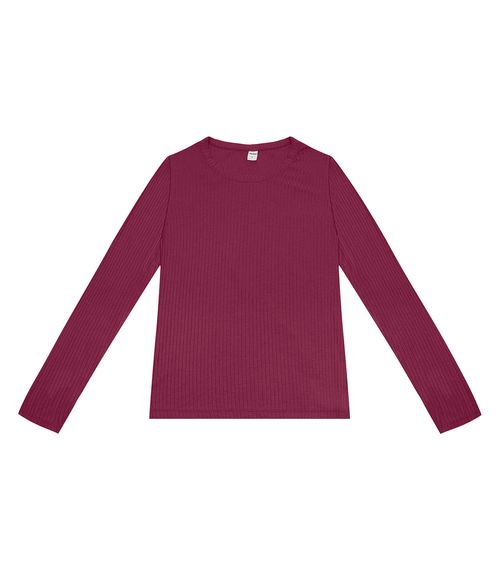 Blusa Manga Longa Canelada Rovitex Vermelho
