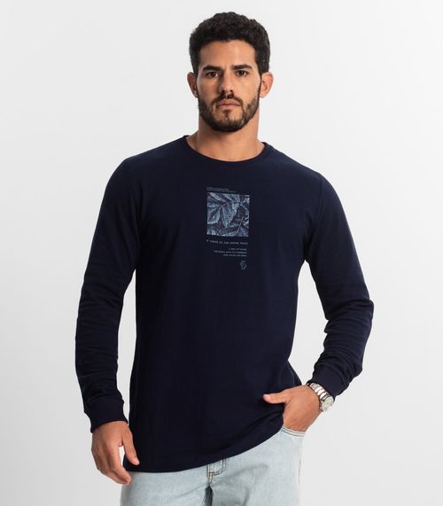 Camiseta Masculina Manga Longa Diametro Azul