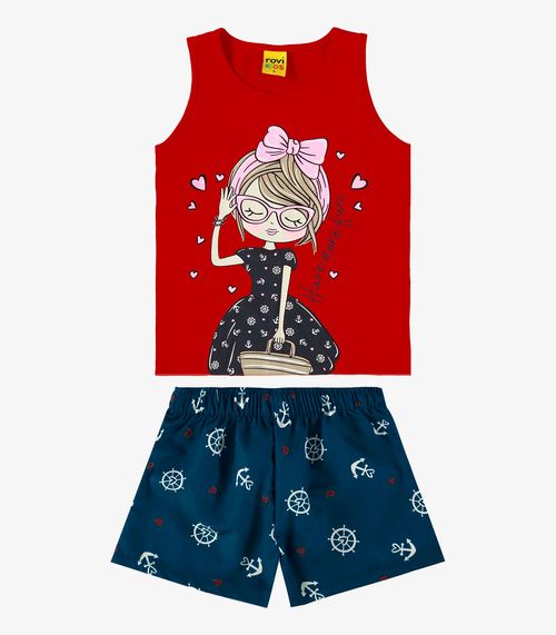Conjunto Infantil Regata Com Shorts Rovi Kids Vermelho