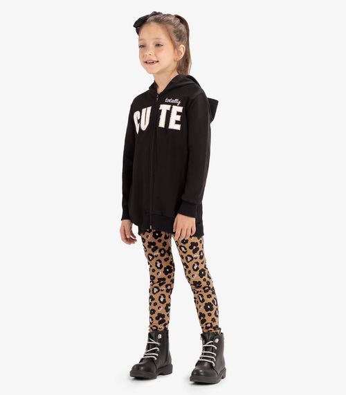 Conjunto Jaqueta Com Capuz E Legging Rovi Kids Preto