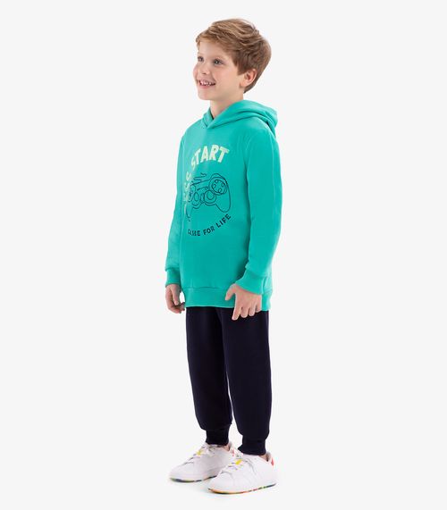 Conjunto Blusão Com Capuz E Calça Rovi Kids Verde