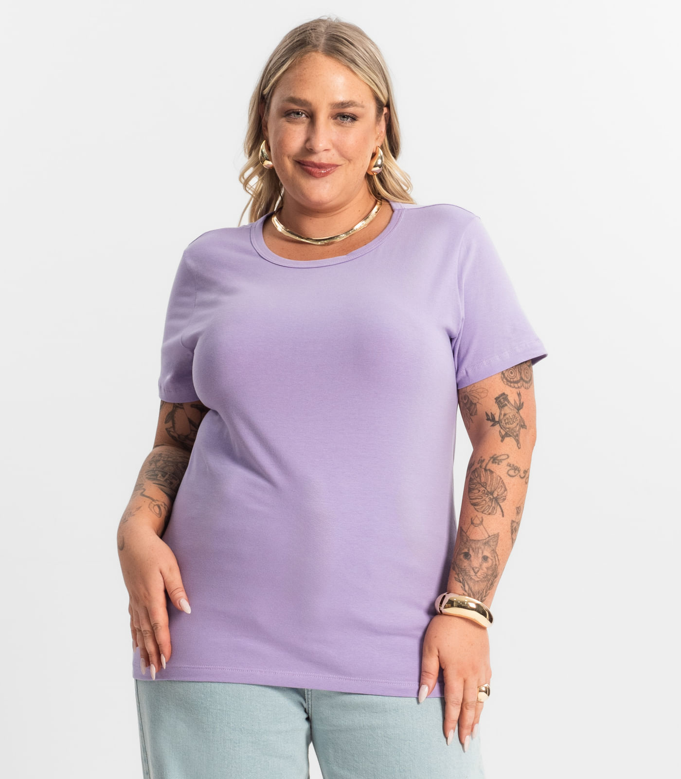 Blusa Feminina Cotton Manga Curta KO Roxo
