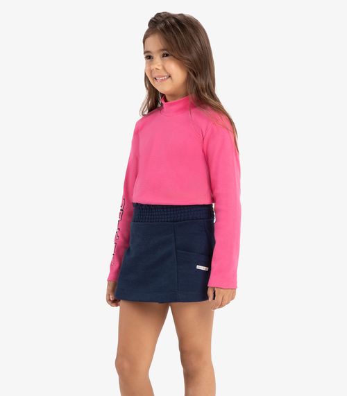Conjunto Infantil Blusa Com Short Saia Rovi Kids Rosa