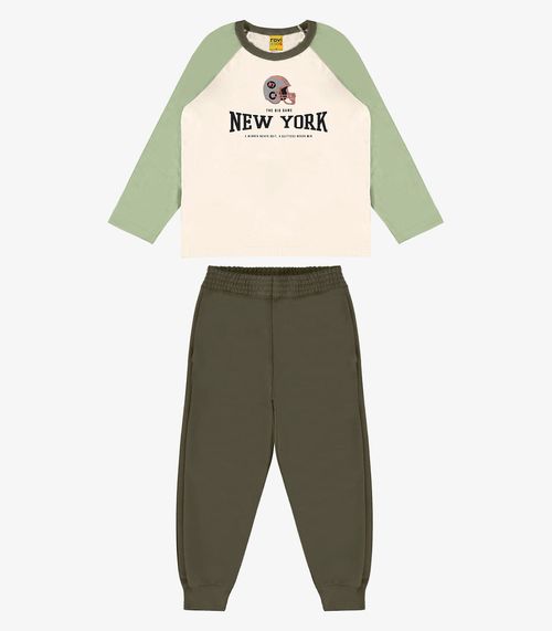 Conjunto Camiseta Manga Longa Com Calça Rovi Kids Verde