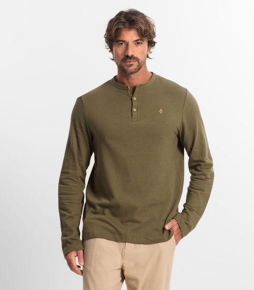 Camiseta Masculina Manga Longa Moletinho Diametro Verde