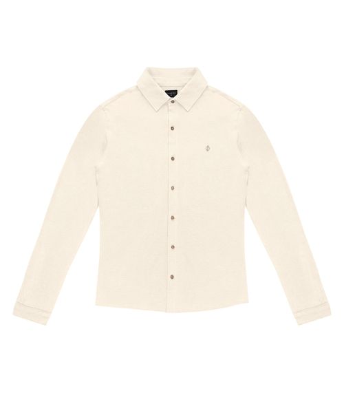 Camisa Masculina Manga Longa Moletinho Diametro Bege