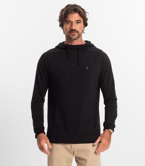 Camiseta Masculina Manga Longa com Capuz Diametro Preto