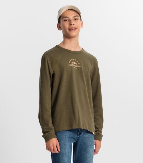 Camiseta Juvenil Manga Longa Masculina Minty Verde