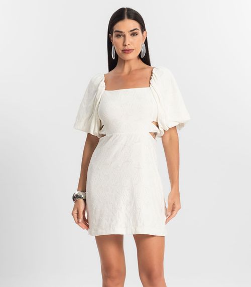 Vestido Feminino Com Manga Bufante Select Branco