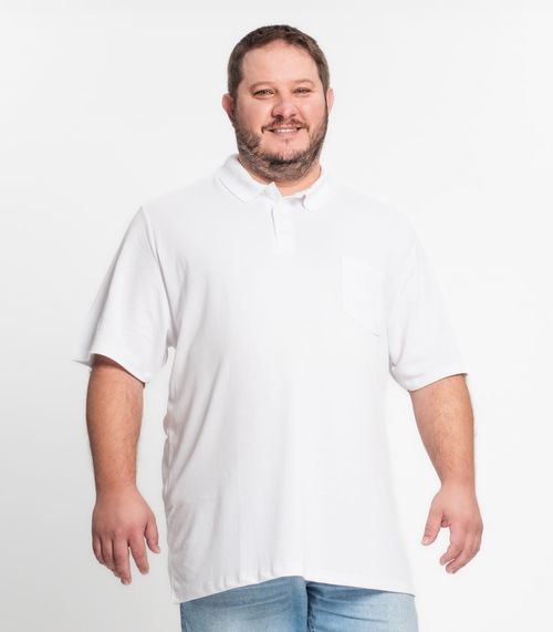 Camisa Polo Piquet Plus Size Masculina KO Branco