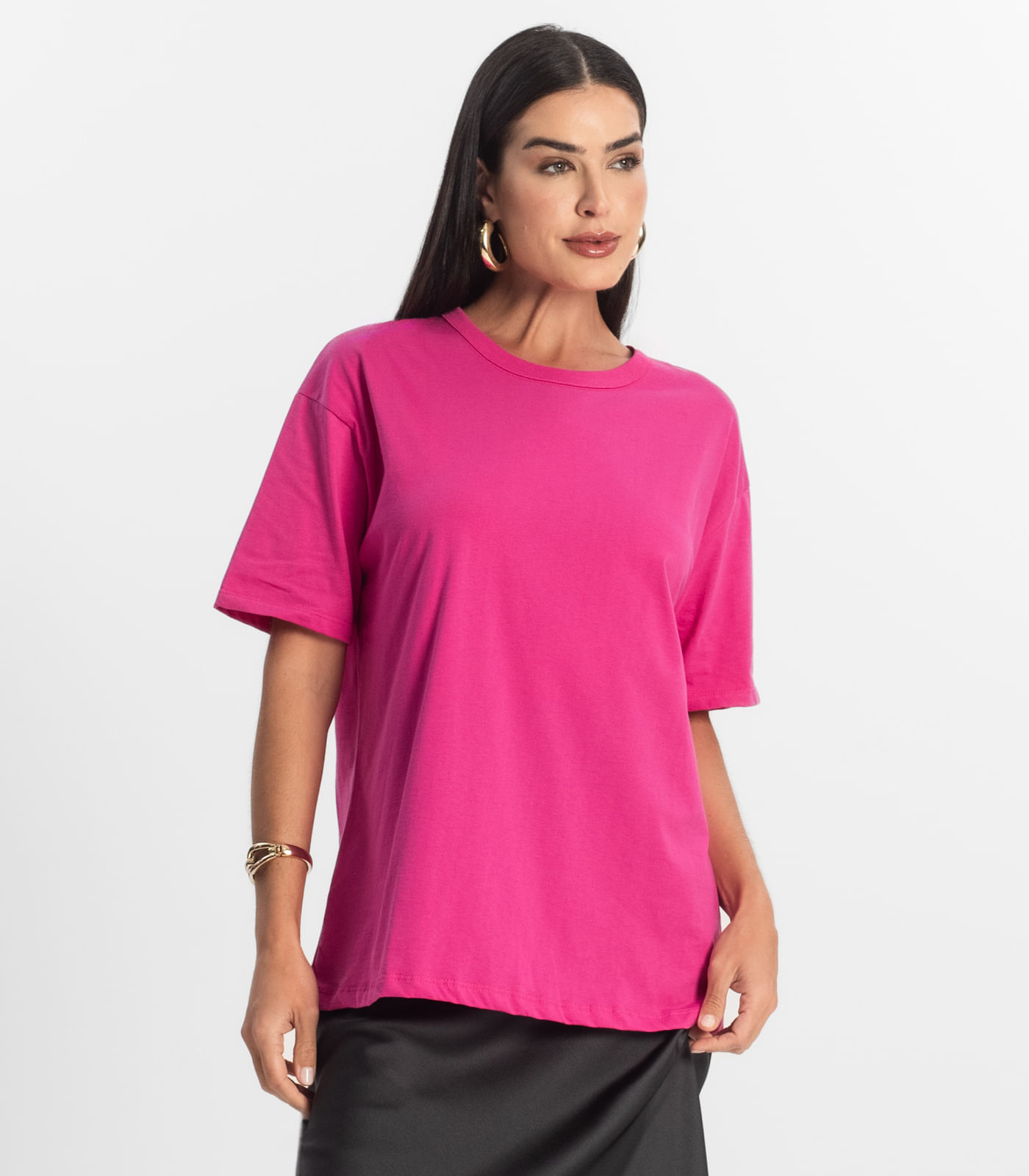 T-Shirt Over Básica Feminina Rovitex Rosa